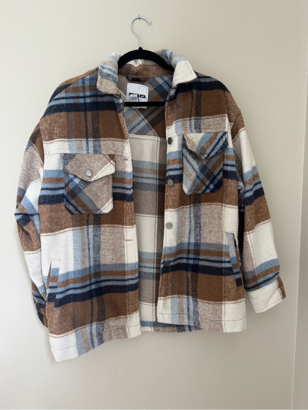 RSQ Plaid Jacket in Brown, Blue & Cream